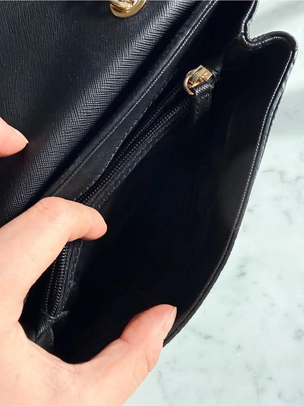 Michael Kors Black Pebbled Leather Shoulder Bag with Gold Hardware